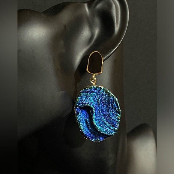 Van Gogh Style Abstract Painting Earrings- 2025 Trend (Simulated Natural Stone) - Picture 8 of 9